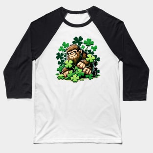 Bigfoot and Shamrocks: A Playful Mystery Meets Luck Design Baseball T-Shirt